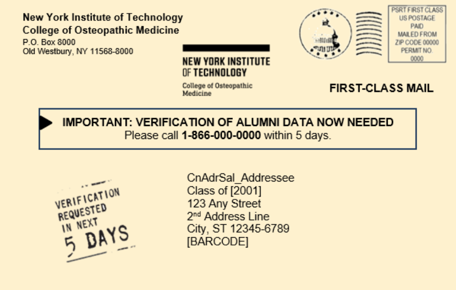 Sample postcard solicitation from PCI