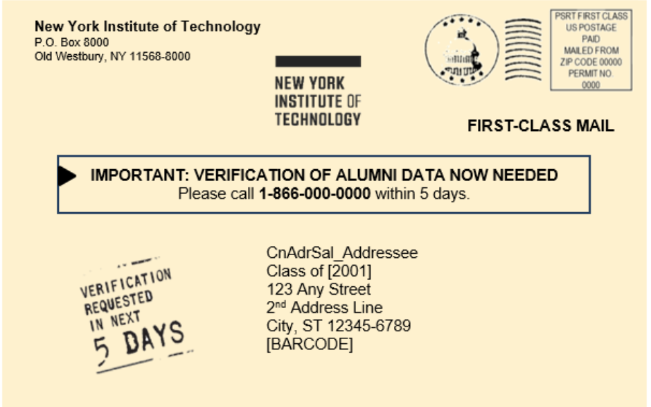 Sample postcard solicitation from PCI