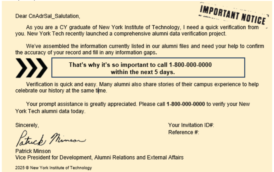 sample postcard solicittion from PCI