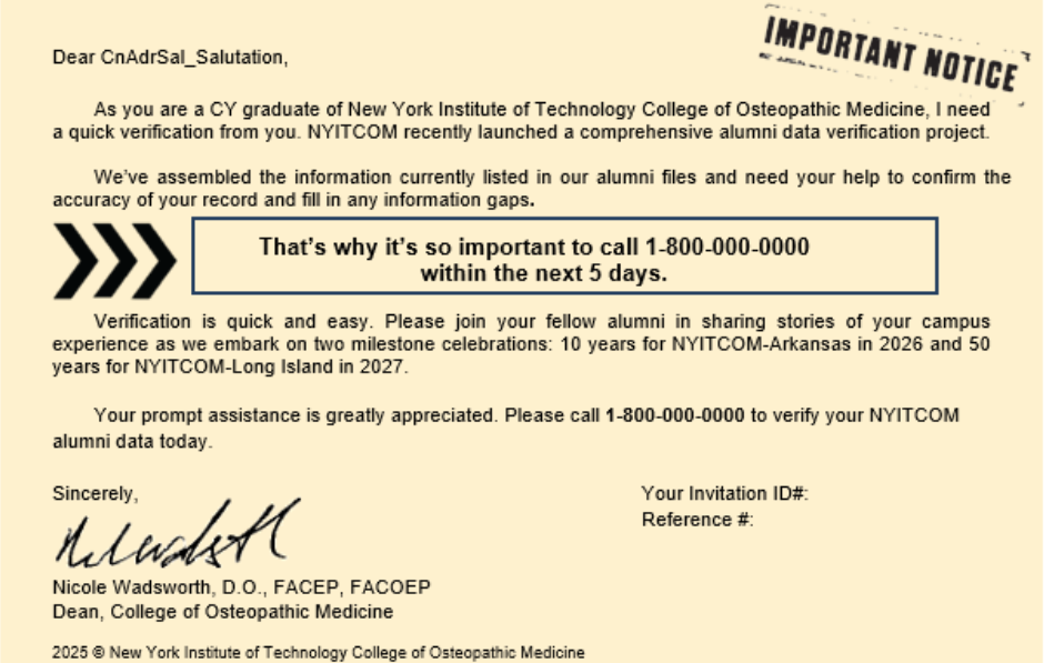 Sample postcard solicitation from PCI